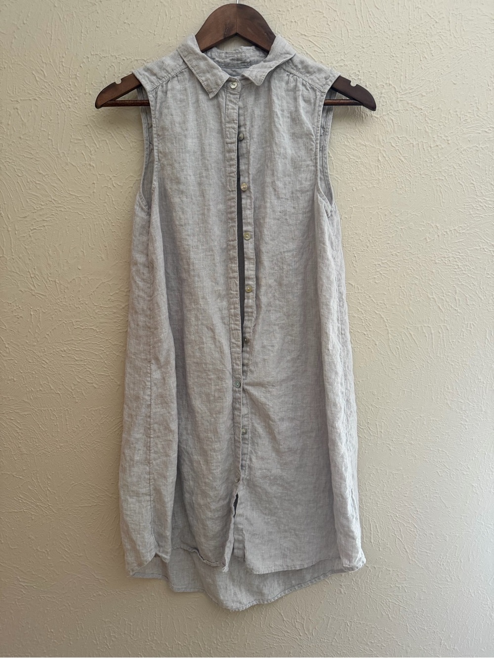 H by Halston 100% Linen Sleeveless Button-Up Shirt Dress | Size Small